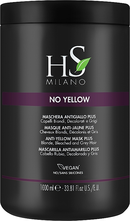 Маска для догляду за світлим, сивим, знебарвленим волоссям - HS Milano No Yellow Anti-Yellow Mask Plus — фото N2
