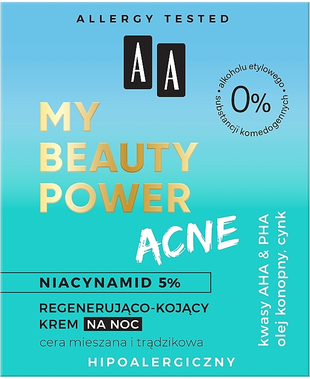 Восстанавливающий ночной крем - AA My Beauty Power Acne — фото N3