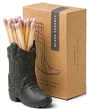 Парфумерія, косметика Футляр для сірників з наповненням, чорний - Paddywax Nashville Ceramic Boot Match Holder Black