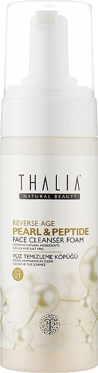 Очищающая антивозрастная пенка для умывания с пептидами и гиалуроновой кислотой - Thalia Pearl&Peptide Face Cleanser Foam — фото N1