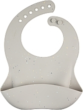 Слинявчик силіконовий із кишенею "Dots", сірий - Canpol Babies — фото N1
