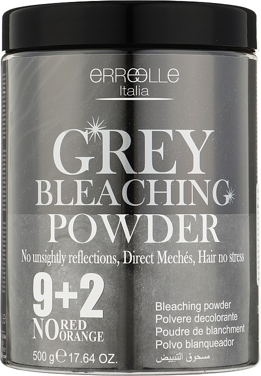 Сірий порошок для знебарвлення волосся на 9 + 2 тонів без червоних та помаранчевих відблисків - Erreelle Italia Grey Bleaching Powder