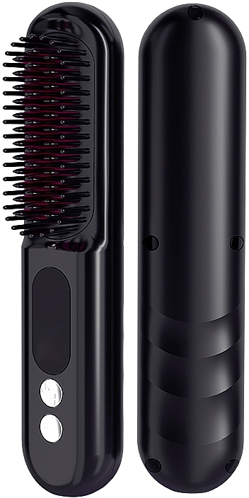 Бездротова щітка-вирівнювач для волосся, чорна - Aimed Hair Straightener Brush Wireless