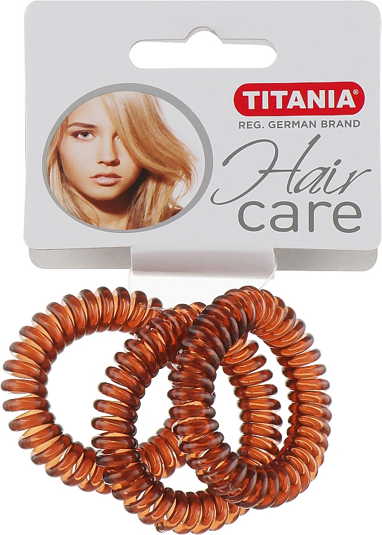Резинка для волос "Anti Ziep" коричневая, 3 шт, диаметр 4см - Titania — фото N1