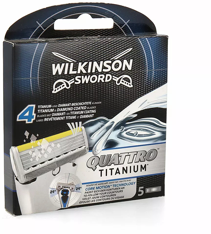 Змінні касети для бритви, 5 шт. - Wilkinson Sword Quattro Titanium Core Motion Blades — фото N3