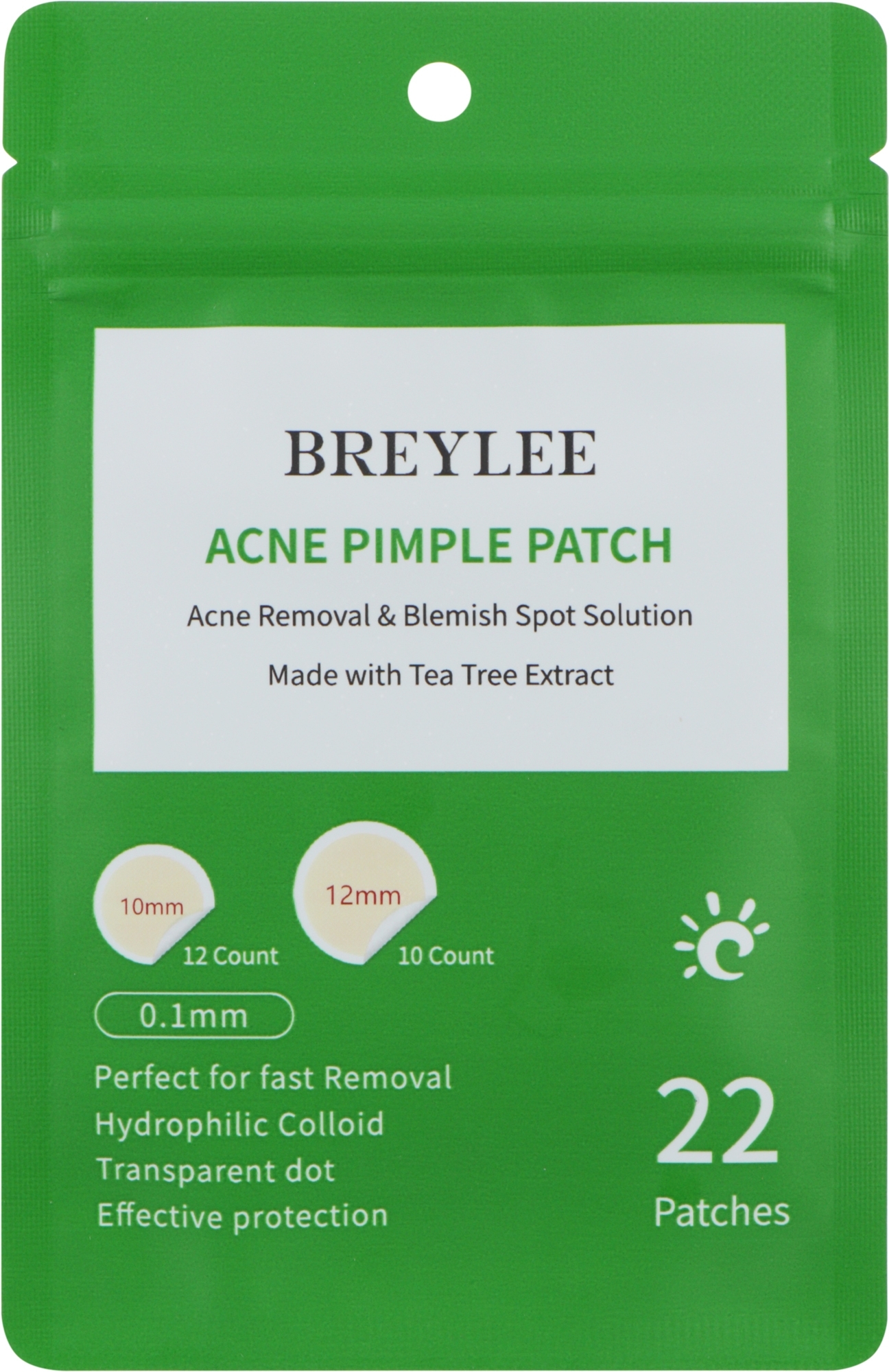 Гидроколлоидные патчи от прыщей и угрей - Breylee Acne Pimple Patch For Day — фото 22шт