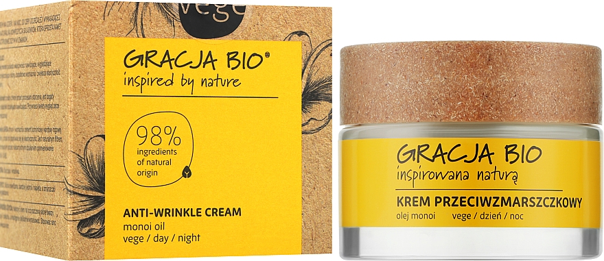 Крем для обличчя проти зморщок з маслом моноі - Gracja Bio Face Cream — фото N2