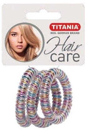 Резинка для волос пластмассовая "Anti Ziep", прозрачная, разноцветная, 3 шт., диаметр 5 см - Titania — фото N1