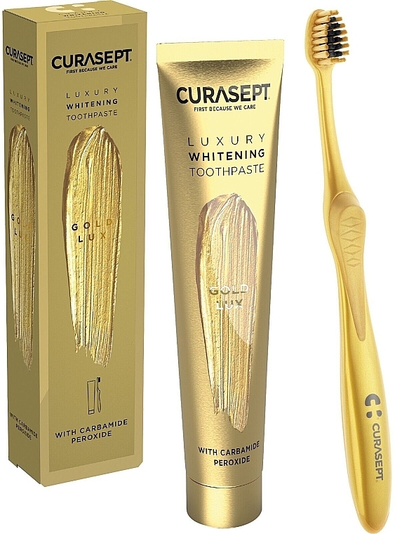 Набор - Curaprox Curasept Gold Whitening Luxury (t/paste/75ml + toothbrush) — фото N2