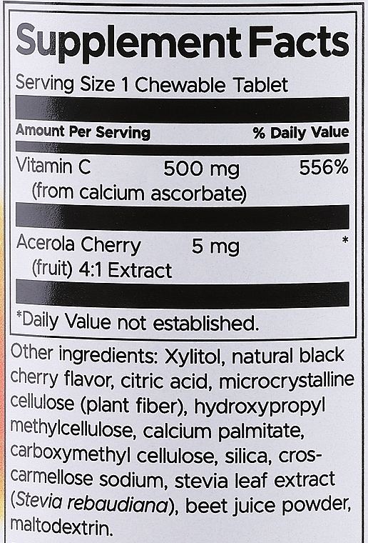Жувальні таблетки "Вітамін С", вишня, 500 мг - Swanson Chewable Vitamin C Cherry — фото N3