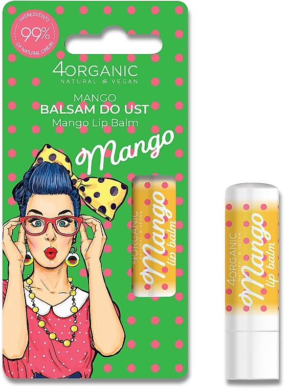 Бальзам для губ "Манго" - 4Organic Pin-up Girl Mango Lip Balm — фото N1