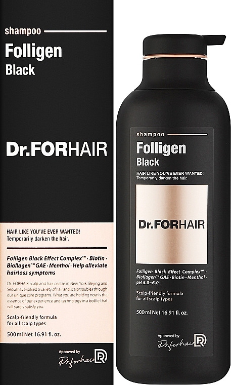 Шампунь для відновлення кольору сивого волосся - Dr. Forhair Folligen Black Shampoo — фото N2
