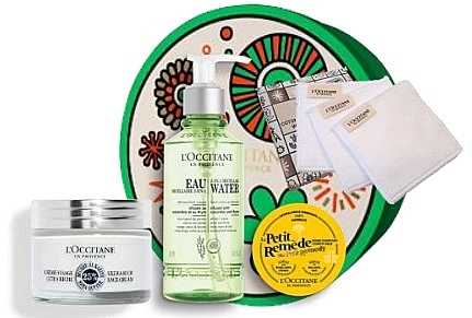 Набір - L'Occitane Karite Face Kit (cr/50ml + micel/water/200ml + balm/15g + cotton/pads/3pcs) — фото N1