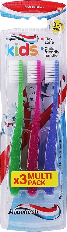 Набір дитячих зубних щіток, варіант 2 - Aquafresh Kids Triple Pack Soft — фото N1