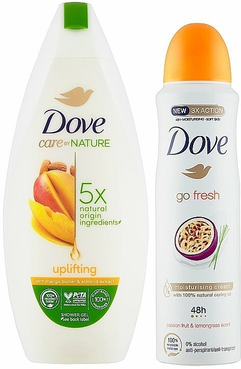Набор - Dove Naturally Caring Gift Set (sh/gel/250ml + deo/spray/150ml) — фото N4