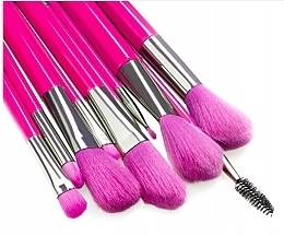 Набір неоново-рожевих пензлів для макіяжу, 10 шт. - Beauty Design — фото N4