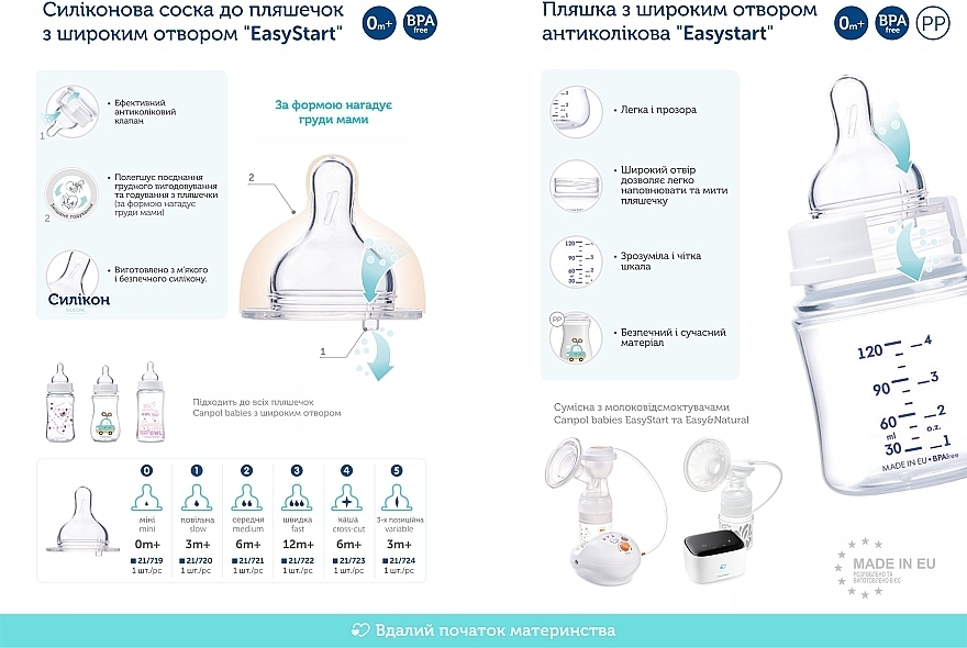 Пляшка з широким отвором "Easystart Newborn" антиколікова,120 мл, бежеві серця - Canpol Babies  — фото N4