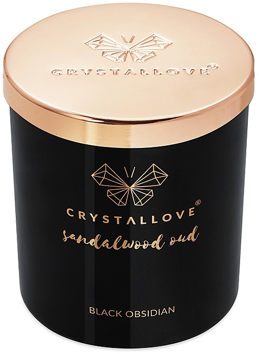 Соевая свеча с черным обсидианом и сандаловым удом - Crystallove Black Obsidian Soy Candle Sandalwood Oud — фото N6