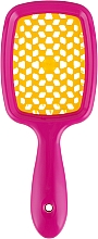 Расческа для волос, розовая с желтым - Janeke Superbrush Small — фото N2