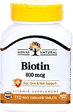Парфумерія, косметика Харчова добавка "Біотин", 110 таблеток - Apnas Natural