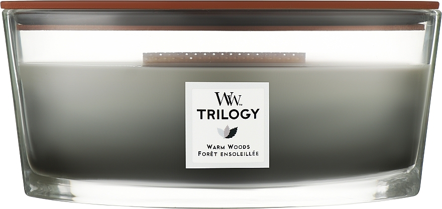 Ароматична свічка у склянці - Woodwick Hearthwick Flame Ellipse Trilogy Candle Warm Woods — фото N1