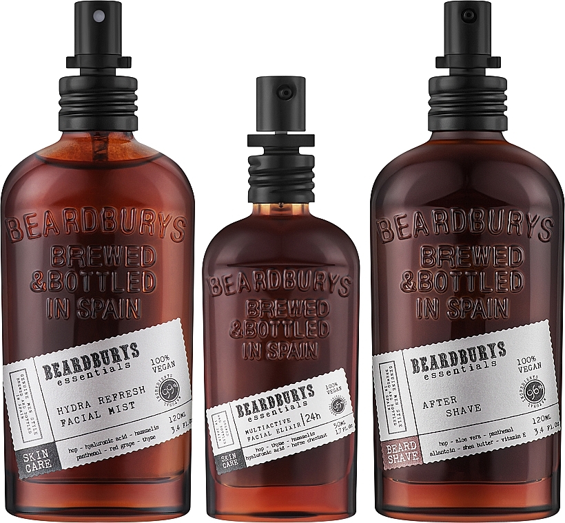 Набор - Beardburys Essentials Lot (f/mist/120ml + f/elix/50ml + af/sh/lot/120ml) — фото N2