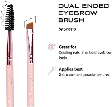 Пензлик двосторонній для брів - Sincero Salon Dual Ended Eyebrow Brush — фото N2
