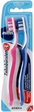 Зубная щетка средней жесткости "Classic", розовая + синяя - Elkos Dental — фото N1