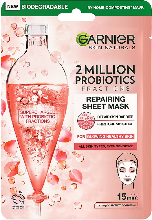 Регенерирующая тканевая маска для лица - Garnier Skin Naturals 2 Million Probiotics Fractions Repairing Sheet Mask