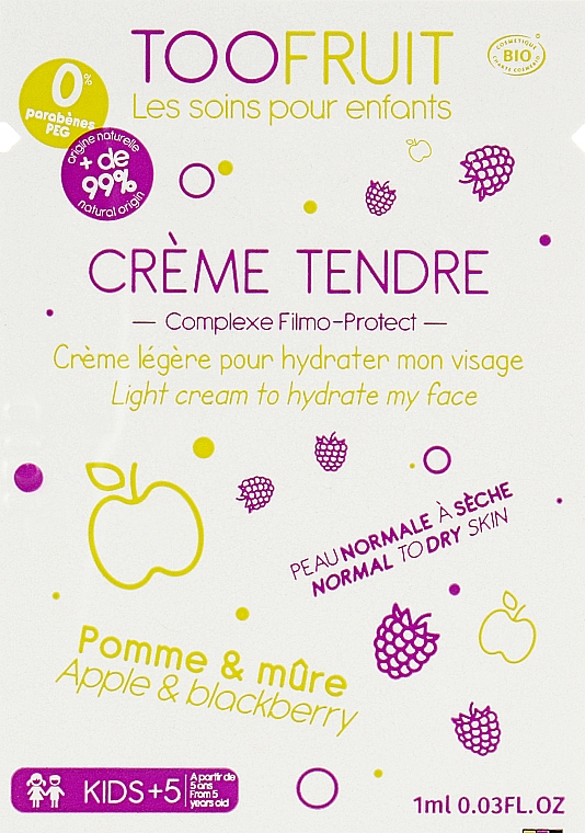 Крем для лица "Нежность" - Toofruit Creme Tendre Light Moisturizing Cream (пробник)