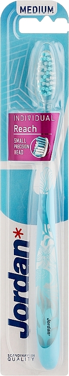 Зубная щетка medium, голубая - Jordan Individual Reach Toothbrush — фото N1