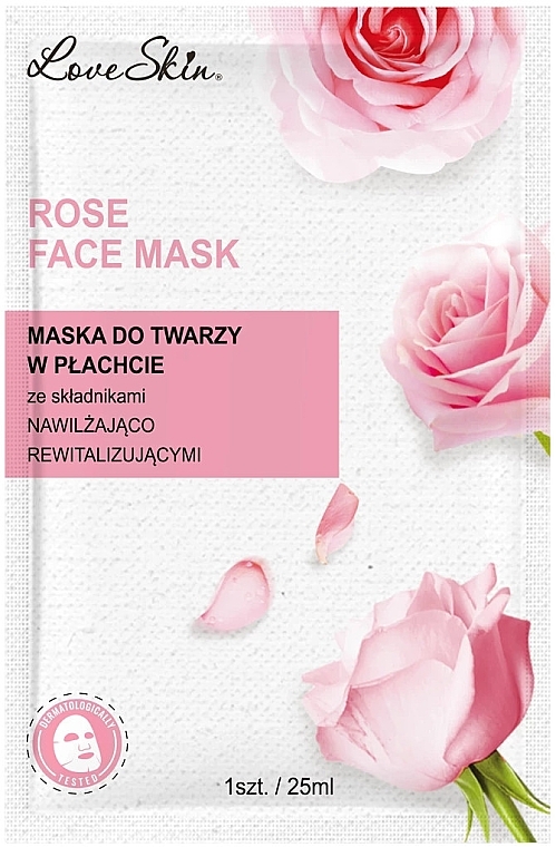 Love Skin Rose Face Mask - Тканинна маска з екстрактом троянди та гіалуроновою кислотою — фото N1