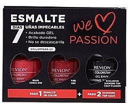 Духи, Парфюмерия, косметика Набор лаков - Revlon Colostay Gel Envy We Love Passion Set (nail/polish/2x15ml + top/coat/15ml)