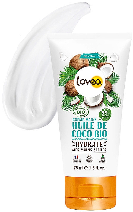 Крем для рук з маслом кокоса - Lovea Hand Cream Organic Coco Oil — фото N2