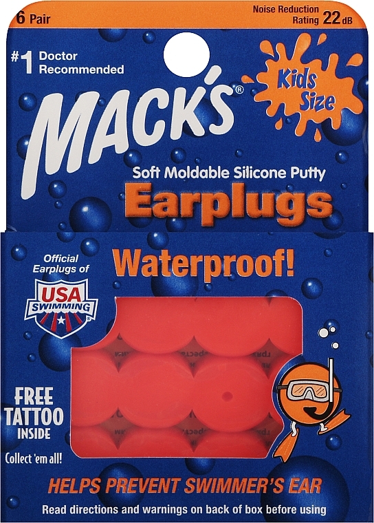 Беруші силіконові дитячі #10, помаранчеві - Mack's Pillow Soft — фото N1