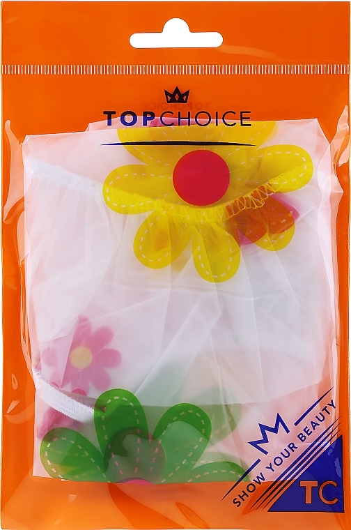 Шапочка для душу, 30369, прозора з різнокольоровими квітами - Top Choice — фото N1