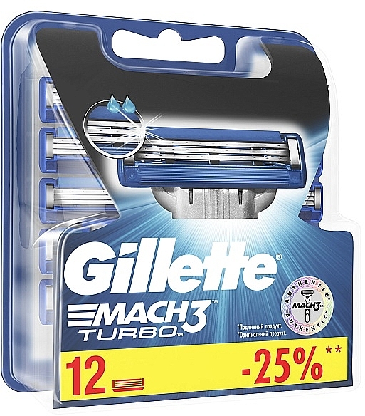 Змінні касети для гоління, 12 шт. - Gillette Mach3 Turbo