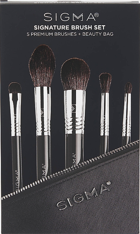 Набор кистей для макияжа в косметичке, 5 шт - Sigma Beauty Signature Brush Set — фото N1