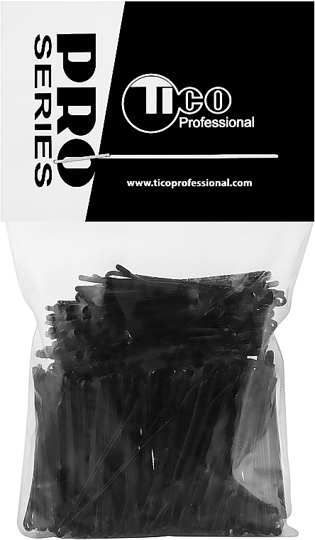 Невидимки для волос ровные, 40 мм, черные - Tico Professional — фото N2