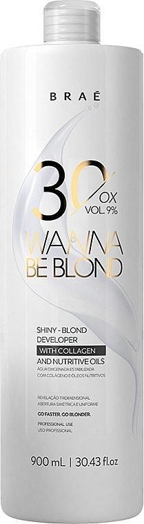 Окисник із колагеном та живильними оліями 9% - Brae Wanna Be Blond Shiny-Blond Developer Ox 30 Vol. 9% — фото N1