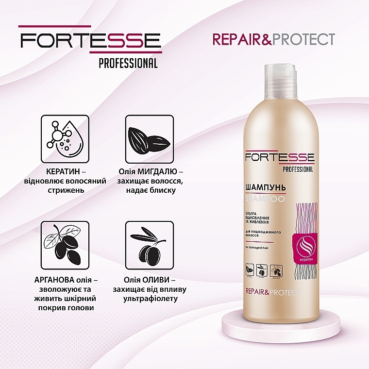 Шампунь відновлювальний для сухого та пошкодженого волосся - Fortesse Professional Repair & Protect Shampoo — фото N4