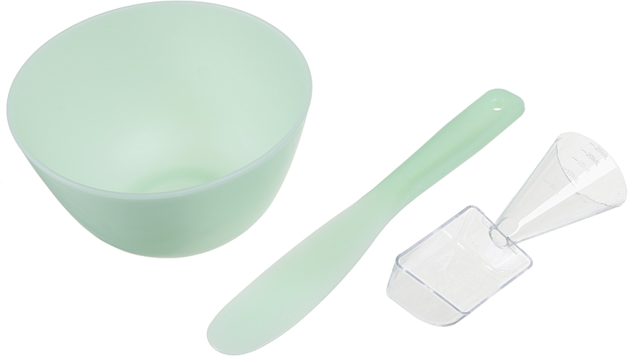 Набір для косметичних продуктів CS099G, миска + лопатка + мірна ложка, зелений - Cosmo Shop — фото N1