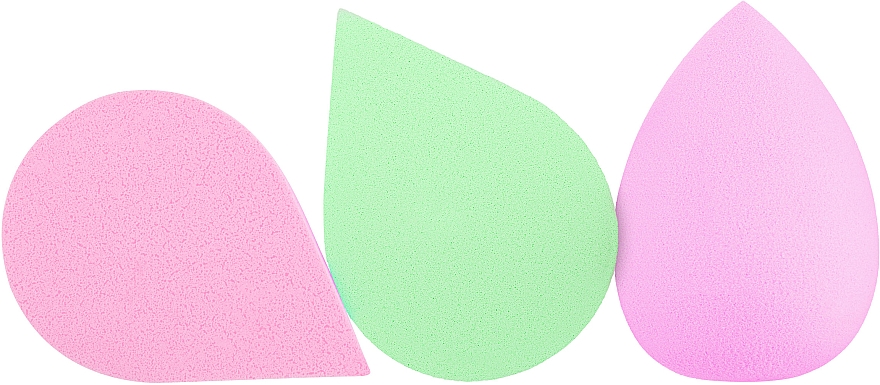 Набор спонжей для макияжа 3 в 1, PF-48, розовый + розовый + салатовый - Puffic Fashion — фото N1