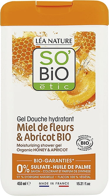 Гель для душа "Мед и абрикос" - So'Bio Etic Honey & Apricot Moisturizing Shower Gel — фото N1