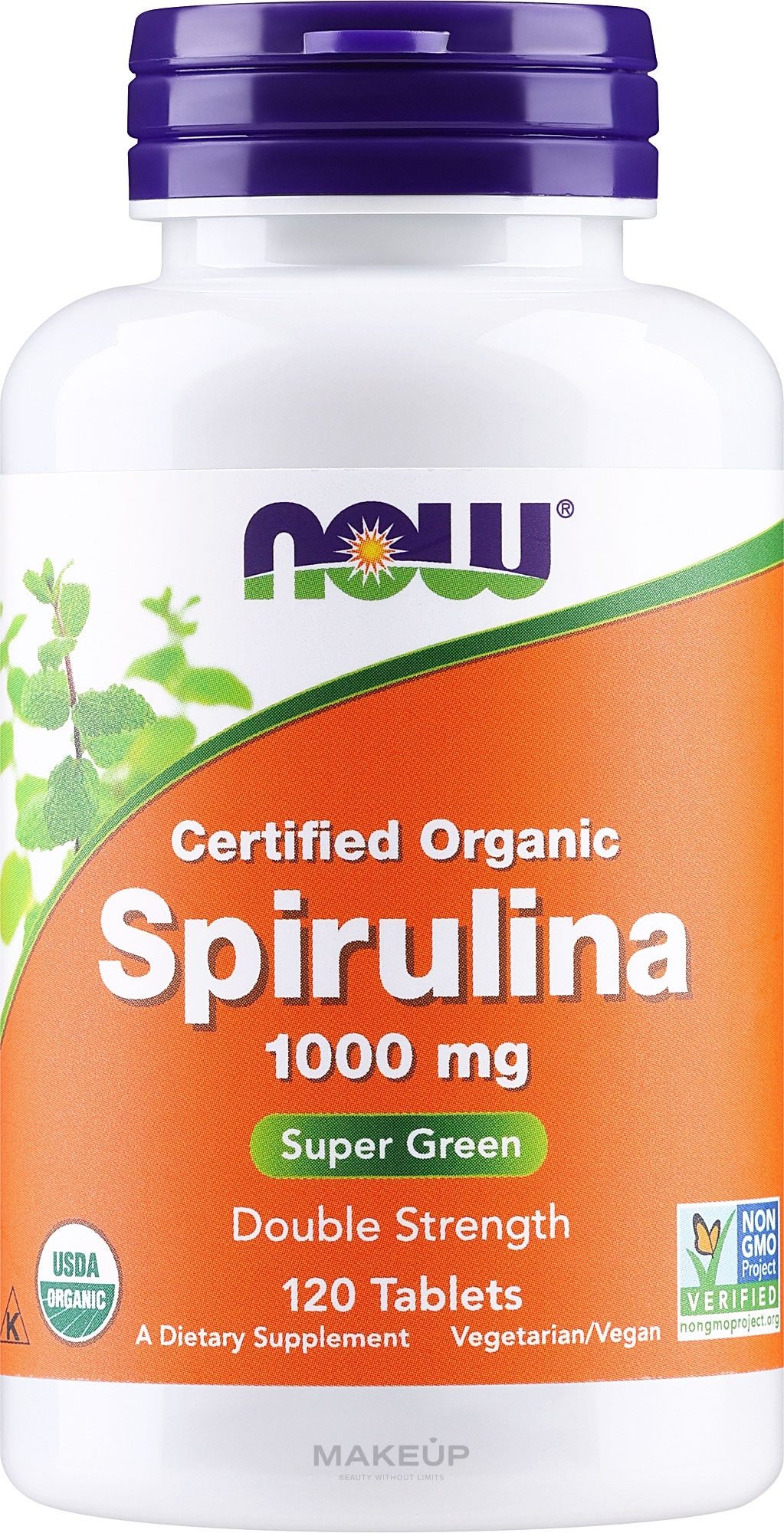 Природна добавка "Спіруліна" 1000 мг у таблетках - Now Foods Certified Organic Spirulina Tablets — фото 120шт