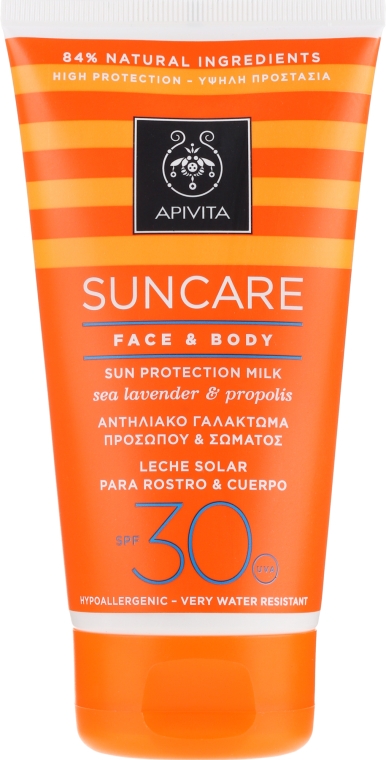 Солнцезащитное молочко для лица и тела с кермеком и прополисом - Apivita Suncare Face & Body Milk SPF 30