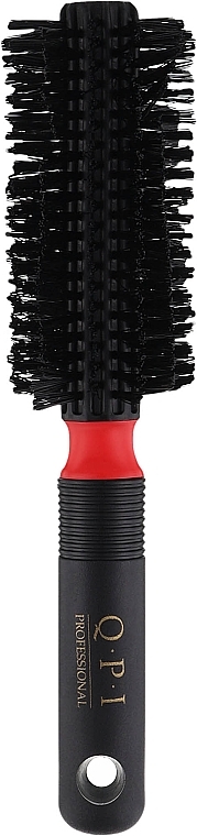 Ворсистая круглая расческа для волос, 22 см, черная с красным - QPI — фото N1