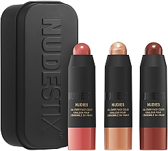 Духи, Парфюмерия, косметика Набор - Nudestix Mini Nudies Blush, Bronze, Glow Kit (blush/3 x 1.8g + box)