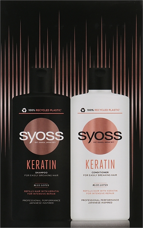 Набір для ламкого волосся - Syoss Keratin (shm/440ml + cond/440ml) — фото N1
