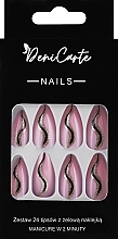 Духи, Парфюмерия, косметика Накладные ногти черные с золотом полосы без сердец, 24 шт - Deni Carte Nails Natural 2 Minutes Manicure 